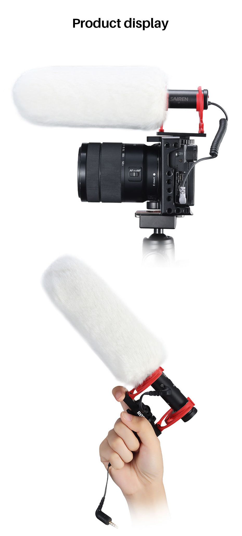 Sairen-A2-White-Silk-Blend-Microphone-Windshield-Low-Self-Noise-Furry-Cover-for-Rode-NTG-Professiona-1728878