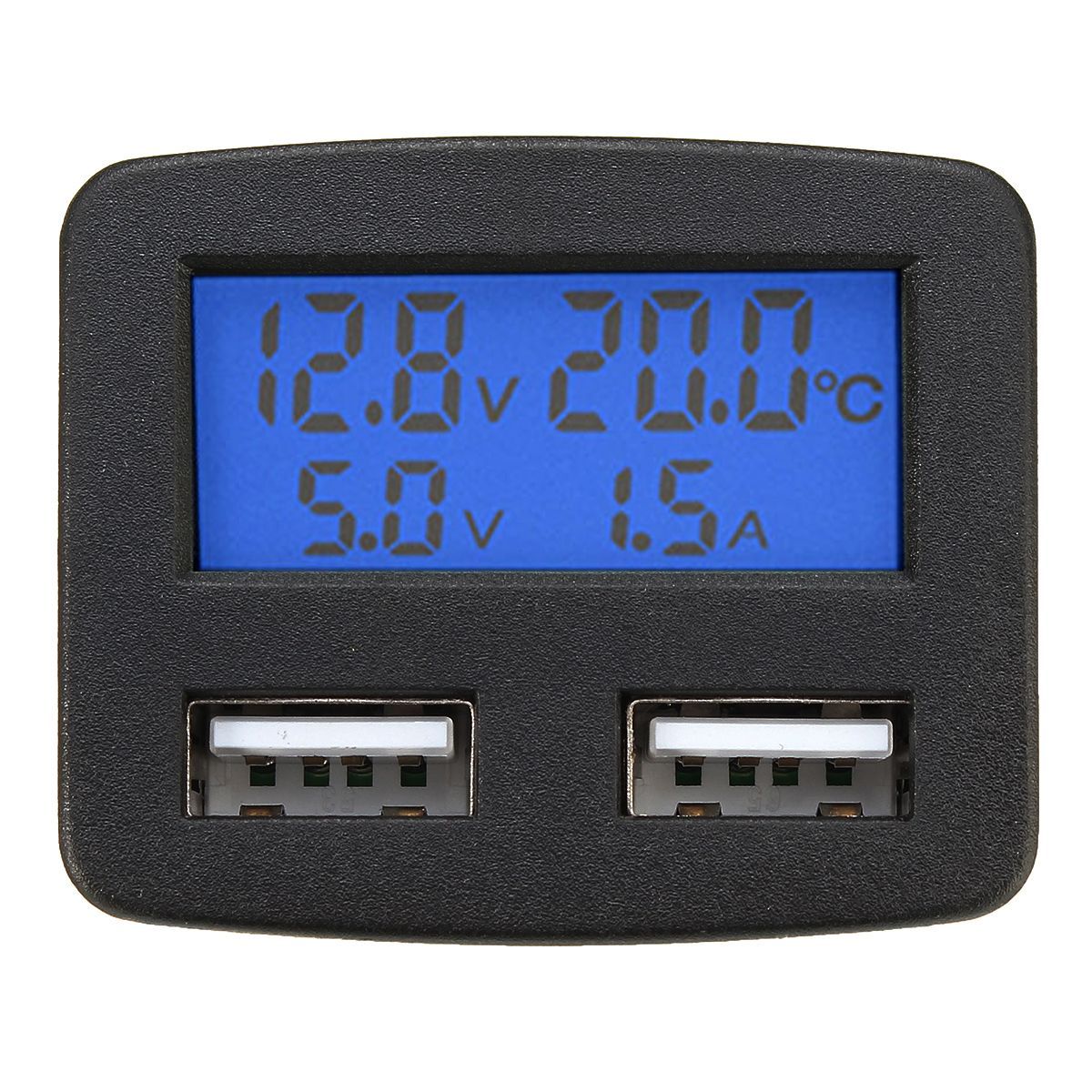 12V-24V-Universal-Dual-USB-Interface-Car-Charger-With-Voltmeter-Ammeter-Thermometer-LCD-Display-1291387