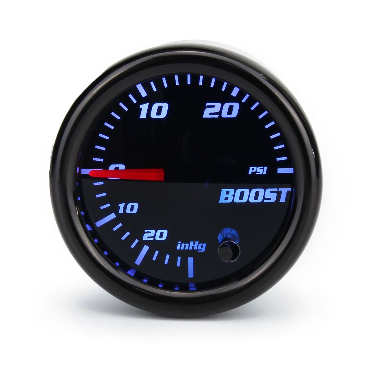 12V-2quot-52mm-Turbo-Boost-Gauge-Vacuum-Press-Meter-0-30PSI-7-Color-LED-Black-Len-1638140