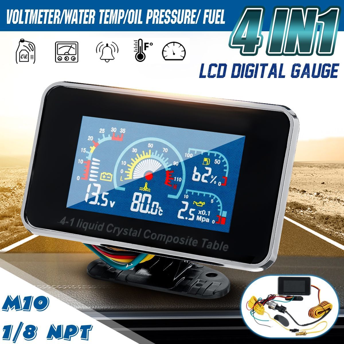4-in-1-LCD-Car-Digital-ALARM-Gauge-Voltmeter-Oil-Pressure-Fuel-Water-Temp-12-24v-1659349
