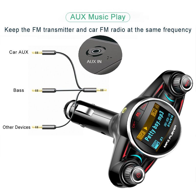 ACCNIC-Stylish-FM-Modulator-HandsFree-Wireless-bluetooth-Car-Charger-Kit-TF-USB-Music-Receiver-Adatp-1569689