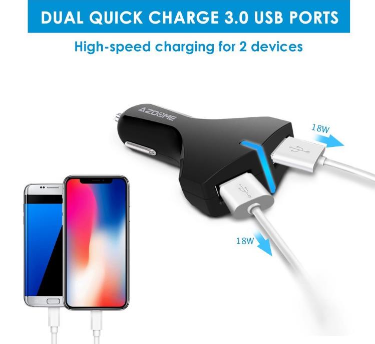 AZDOME-Quick-Charge-30-Dual-USB-Car-Charger-5V-3A-Fast-Charging-for-iPhone-X88-Plus-1369278