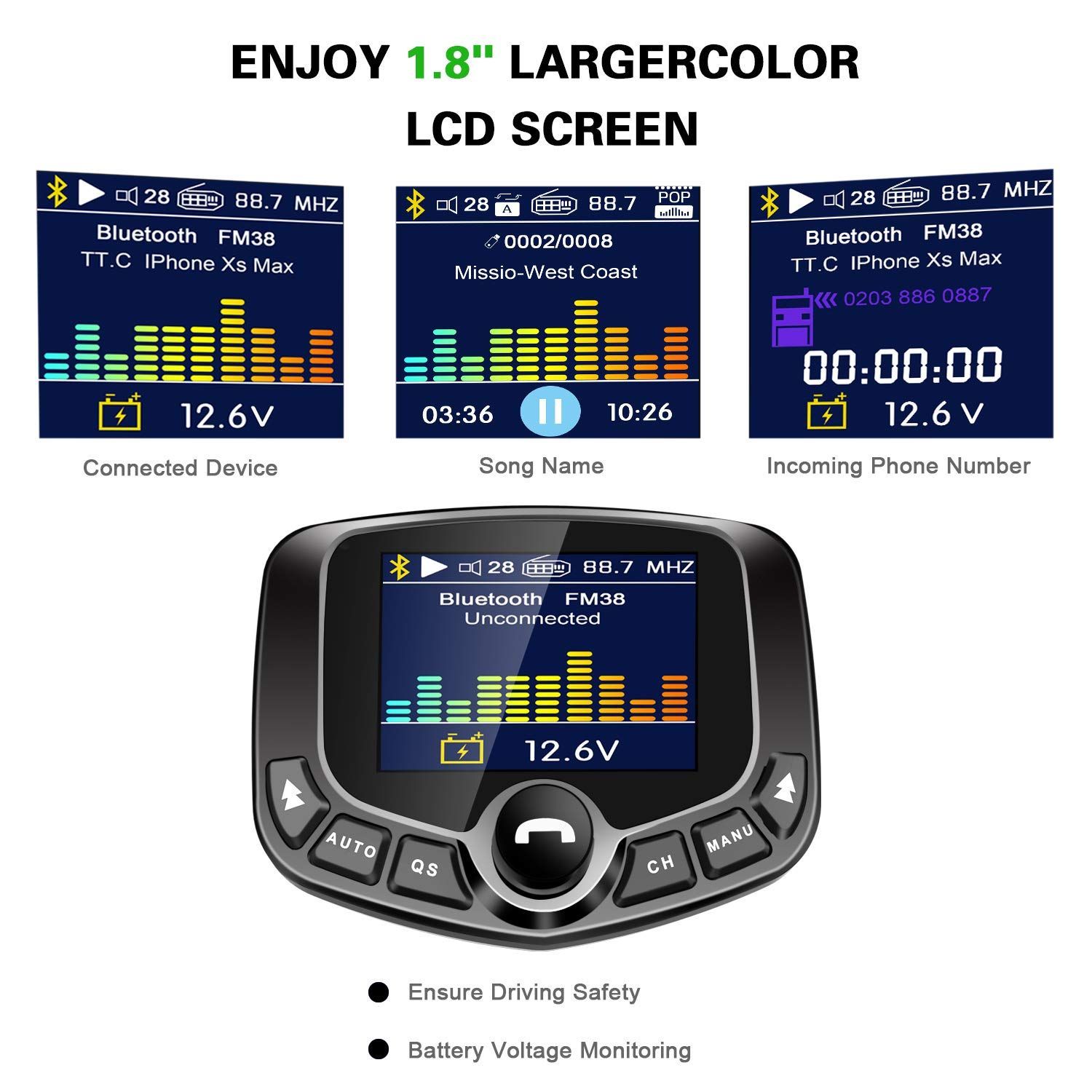 Auto-Scan-bluetooth-TFT-Color-Display-Car-MP3-FM-QC30-Charger-1593691
