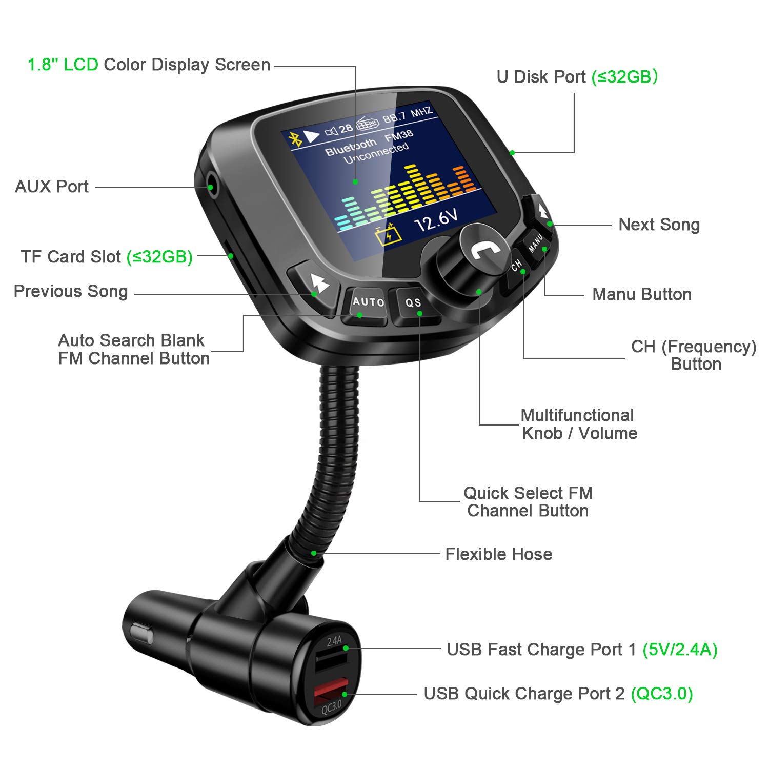 Auto-Scan-bluetooth-TFT-Color-Display-Car-MP3-FM-QC30-Charger-1593691