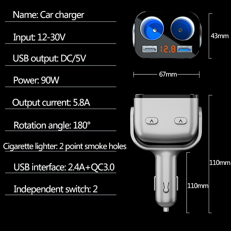 Car-Cigarett-e-Lighter-Adapter-QC30-Cigarett-e-Lighter-Car-USB-12V-30V-2-Port-Charger-Socket-Splitte-1609267