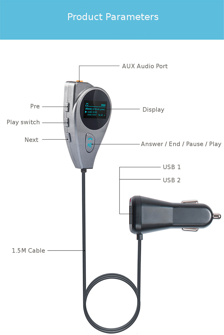 Car-FM-Transmitter-Wireless-bluetooth-HandsFree-FM-Modulator-Radio-Adapter-MP3-Audio-Player-AUX-Port-1248093