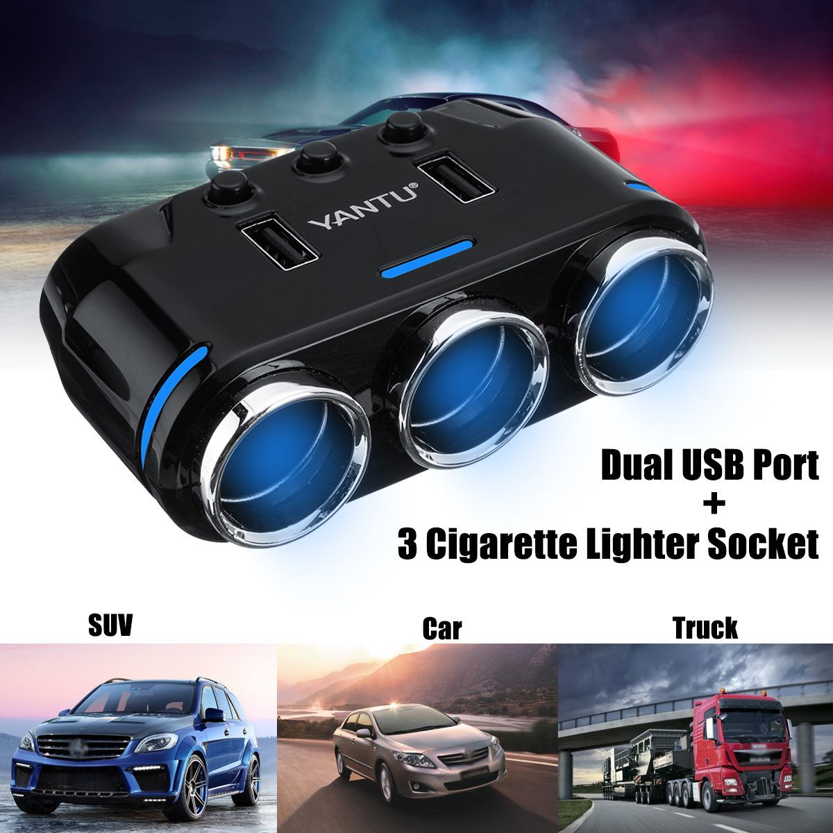 Dual-USB-Port-3Way-Auto-Car-Charger-Cigarette-Lighter-Socket-DC-12V-Plug-Adapter-1272064