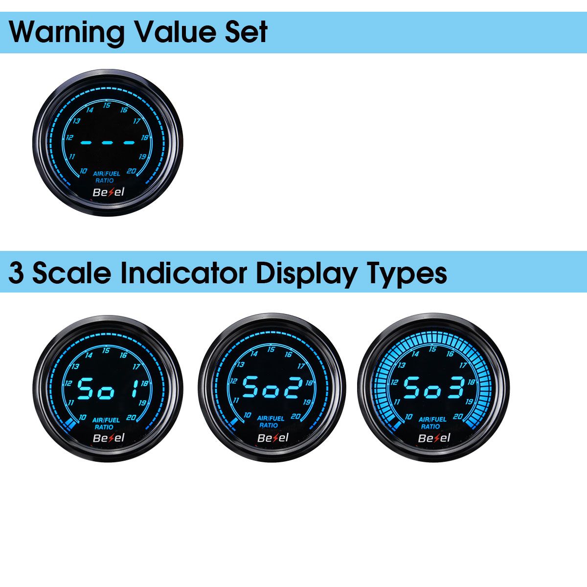 EVO-2quot-52mm-Car-Auto-Air--Fuel-Ratio-Gauge-Meter-AFR-Digital-LED-Display-Black-Face-1612143