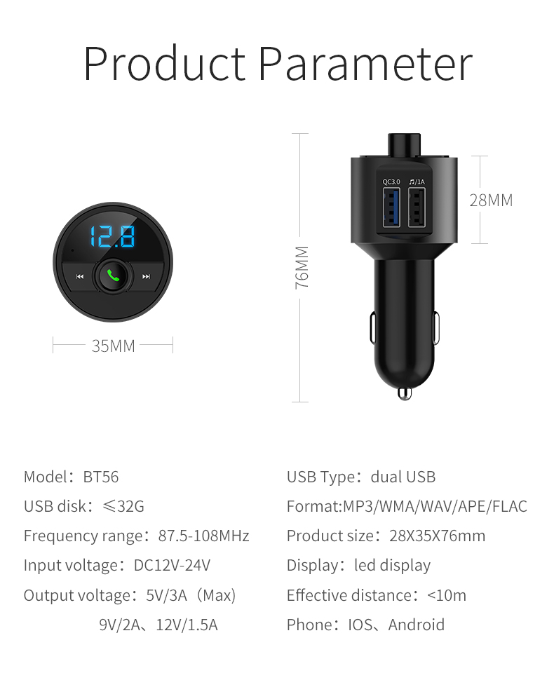 Mini-LED-Display-Dual-USB-bluetooth-Hands-free-Smart-Quick-Wireless-36A-Car-Charger-with-Microphone-1340667