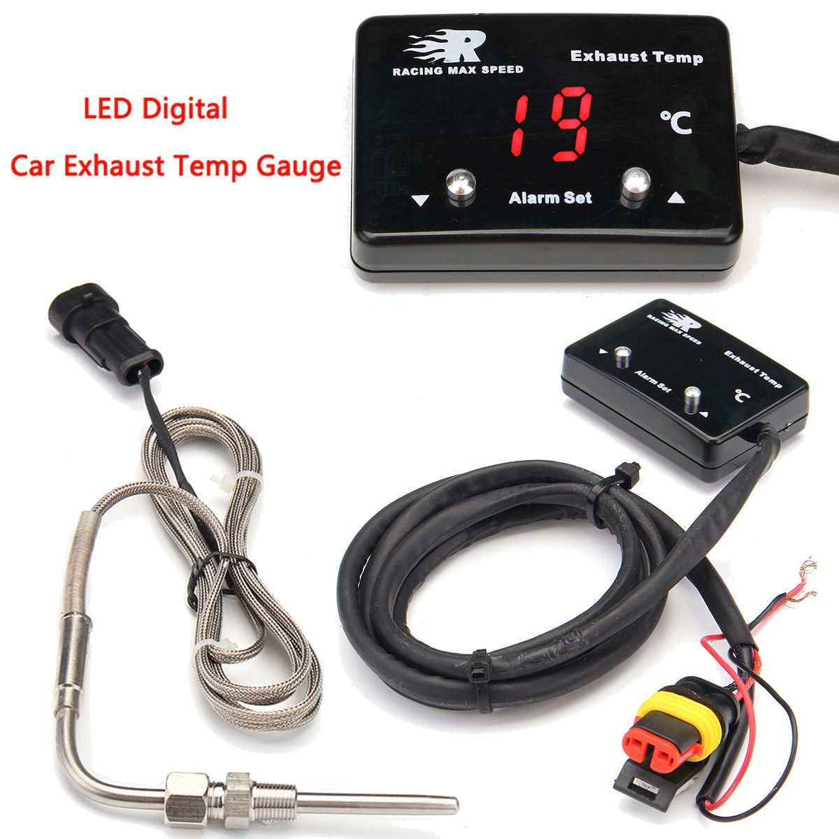 Mini-Red-LED-Digital-Display-Exhaust-Temperature-Gas-EGT-EXT-Temp-Gauge--Sensor-1247096