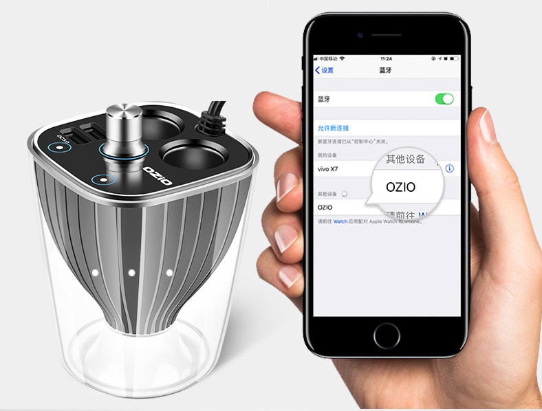 Ozio-BC--120Q-Universal-Mobile-Phone-Car-Charger-Fast-Charging-Multi-function-With-bluetooth-1362130