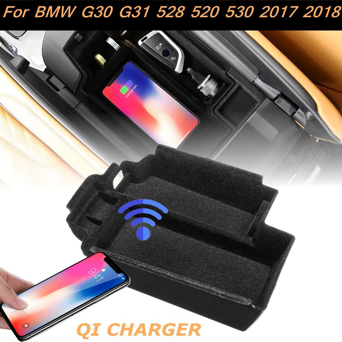 Phone-Wireless-Car-Charger-Central-Armrest-Storage-Box-For-G30-G31-5-Series-17-18-1424944