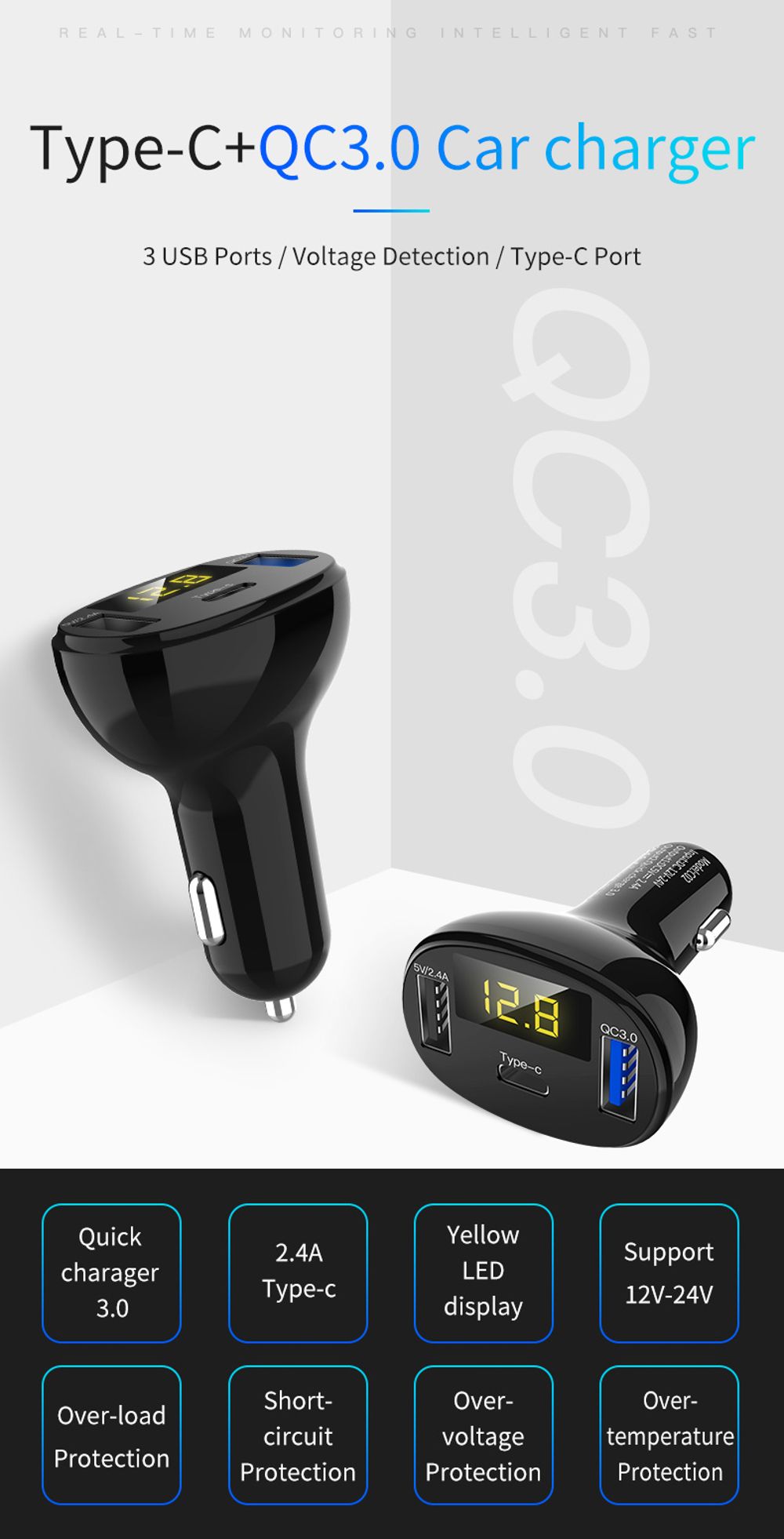 Quelima-C02-Black-Car-Charger-Digital-Display-QC30-Fast-Charge-Type-c-1384505