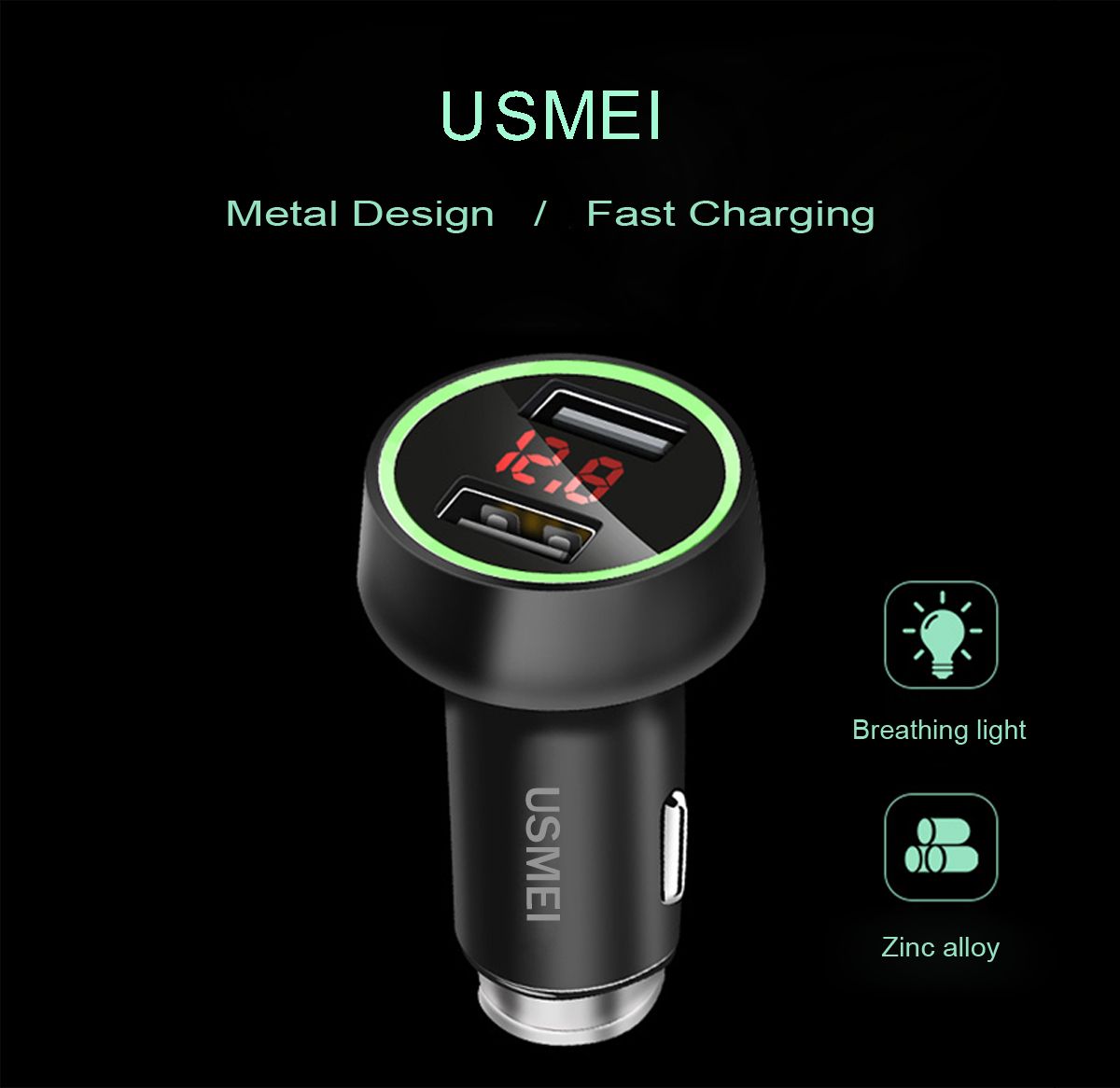 USMEI-C7-Zinc-Alloy-36A-Dual-USB-Car-Charger-Breathing-Light-With-Voltage-Current-LED-Display-1195465