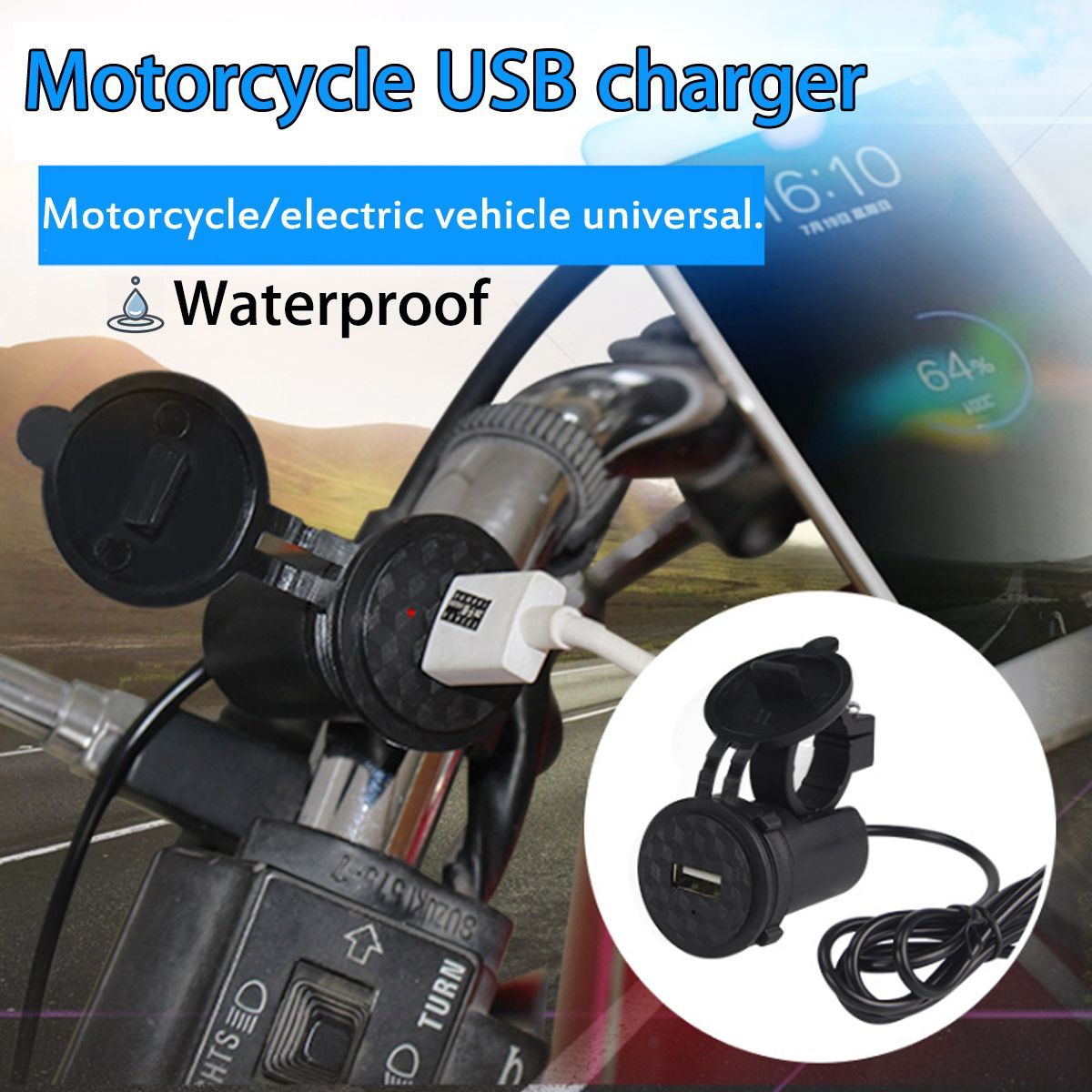 Waterproof-9-24V-Motorcycle-Mobile-Phone-USB-Charger-21A-Power-Adapter-Socket-1377708