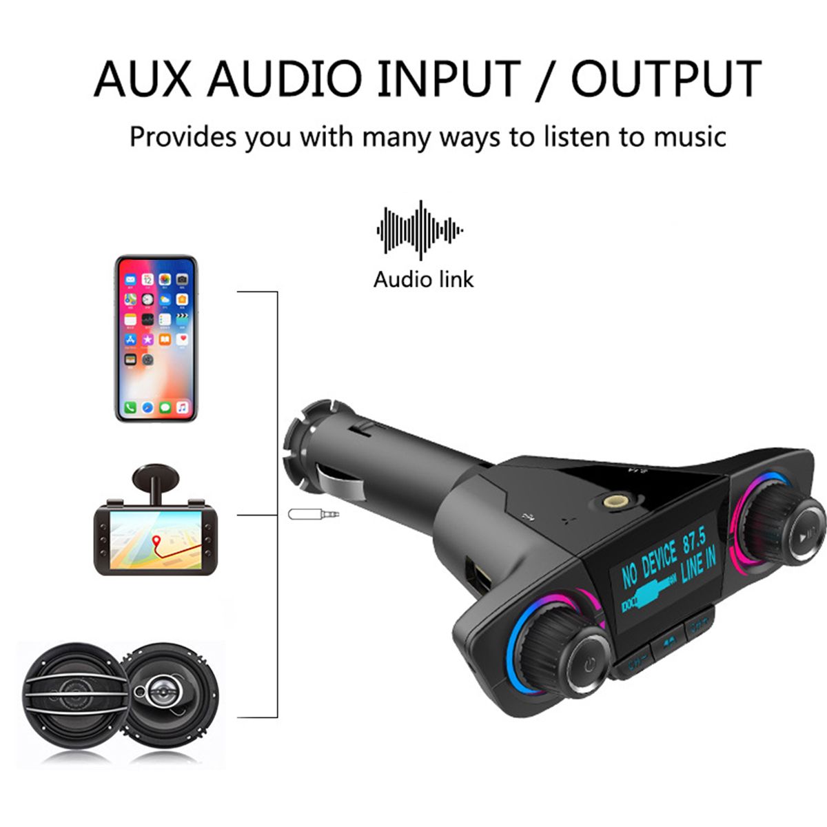 Wireless-bluetooth-Handsfree-Voice-Navigation-Car-Kit-FM-Transmitter-MP3-Player-USB-Charger-AUX-1534299