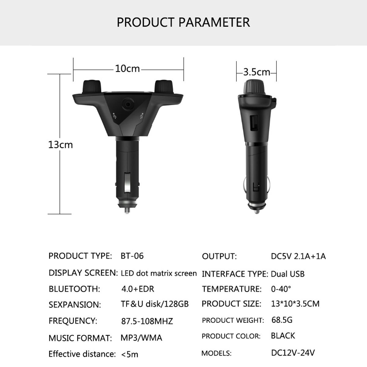 Wireless-bluetooth-Handsfree-Voice-Navigation-Car-Kit-FM-Transmitter-MP3-Player-USB-Charger-AUX-1534299