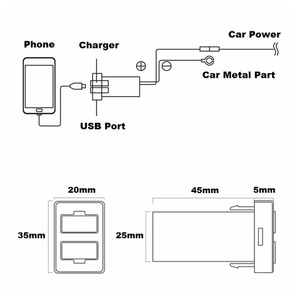 ZR-CHA-DC2-Car-USB-Charger-For-Toyota-Camry-Highlander-Reiz-Corolla-RAV4-Crown-Vehicle-Mounted-1022580