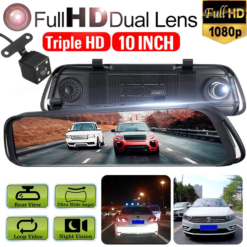 10quot-HD-1080P-Dual-Lens-Car-DVR-Dash-Cam-Video-Camera-Recorder-Rearview-Mirror-1648076