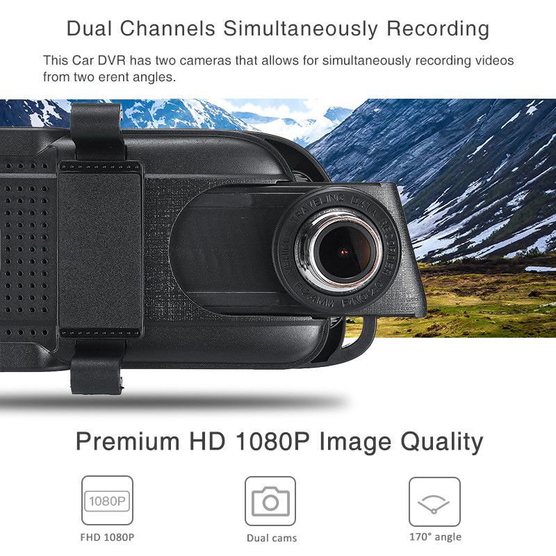 10quot-HD-1080P-Dual-Lens-Car-DVR-Dash-Cam-Video-Camera-Recorder-Rearview-Mirror-1648076