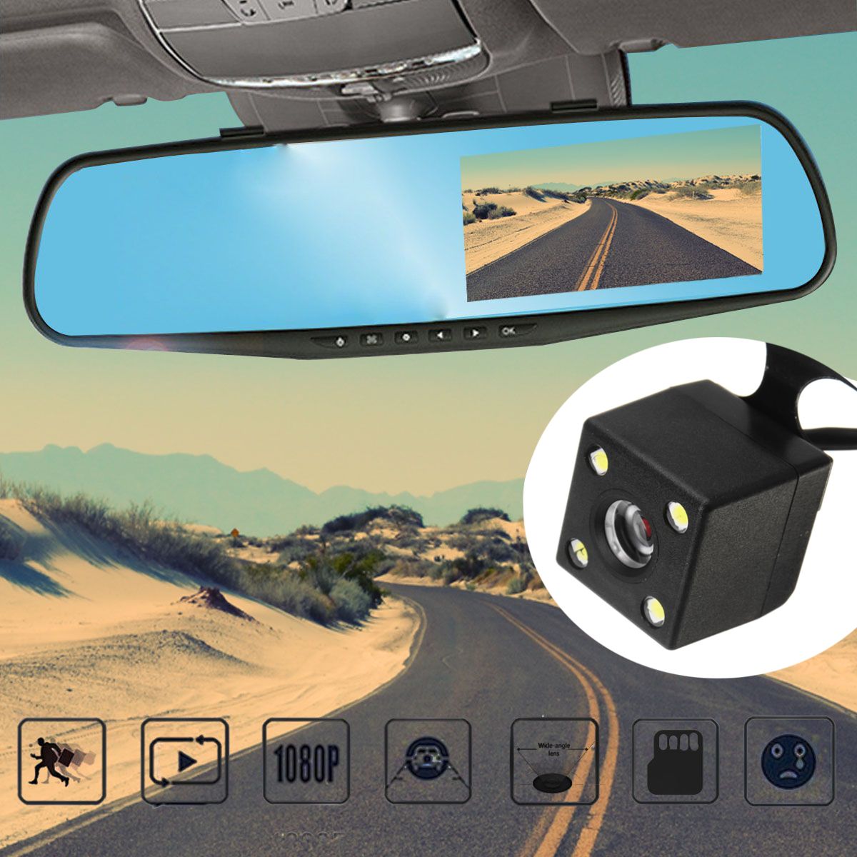 4-Inch-1080P-HD-Dual-Lens-Car-DVR-Video-Recorder-Rear-View-Mirror-Reverse-Camera-Kit-1131165