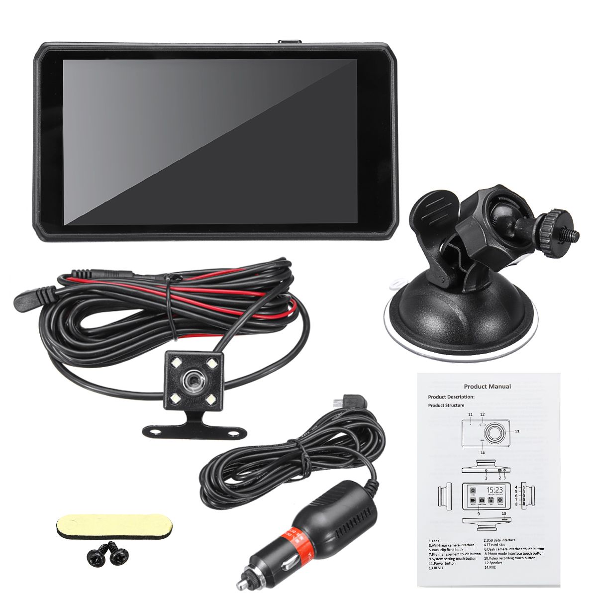 45quot-1080P-Touch-Screen-Car-DVR-Dash-Cam-Rearview-Camera-Dual-Lens-Night-Vision-1648075