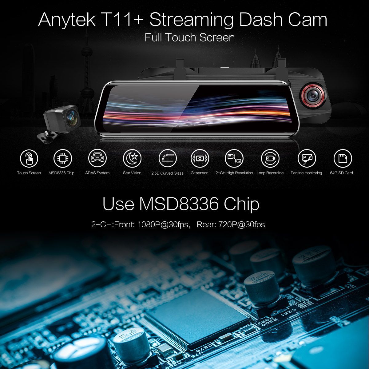 Anytek-T11-966-Inch-FHD-1080P-Streaming-Media-Dual-Lens-Car-DVR-Rearview-Camera-Parking-Monitoring-A-1414407