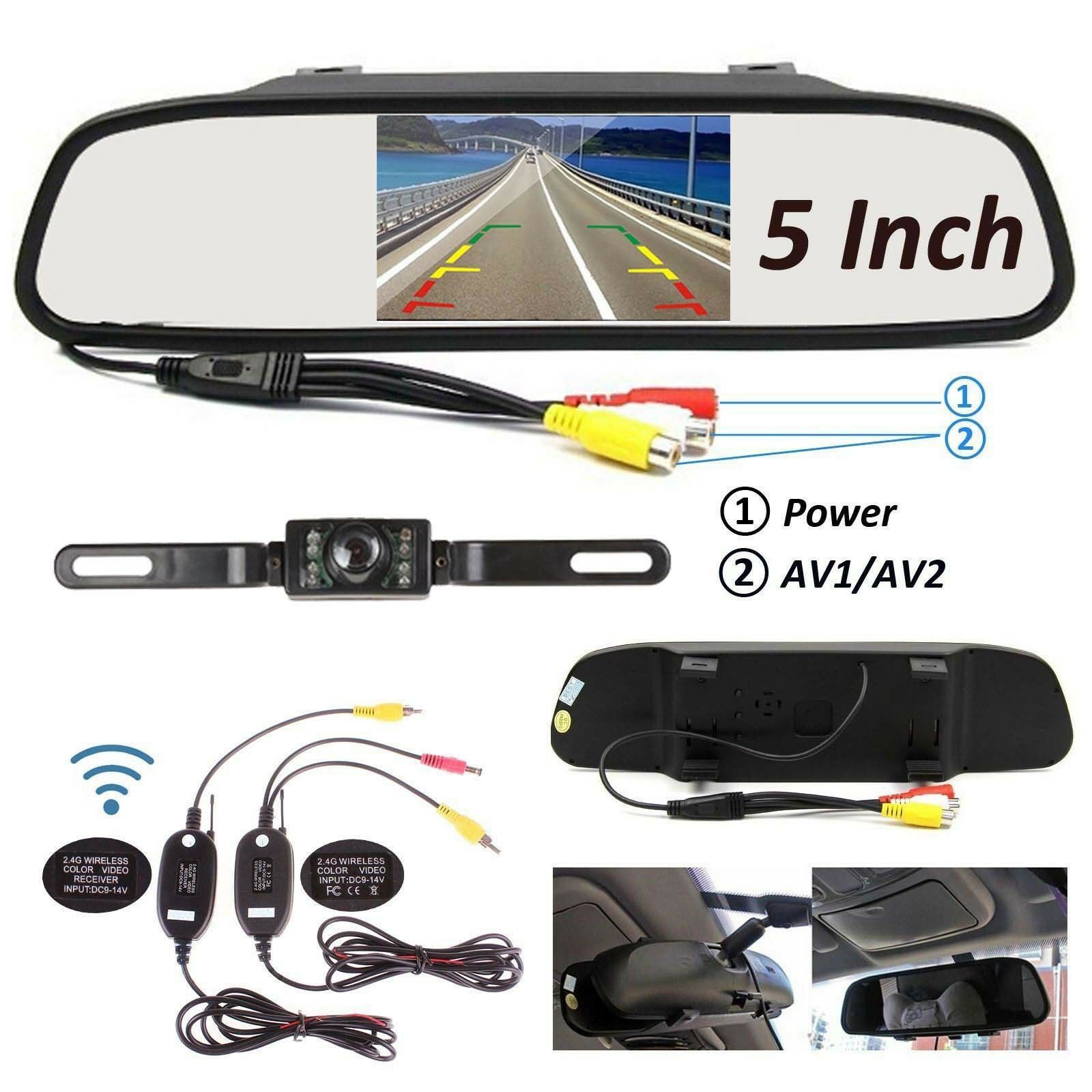 Car-Rear-View-5-Inch-LCD-Monitor-Mirror-Wireless-Backup-Camera-Parking-Reverse-Kit-1543515