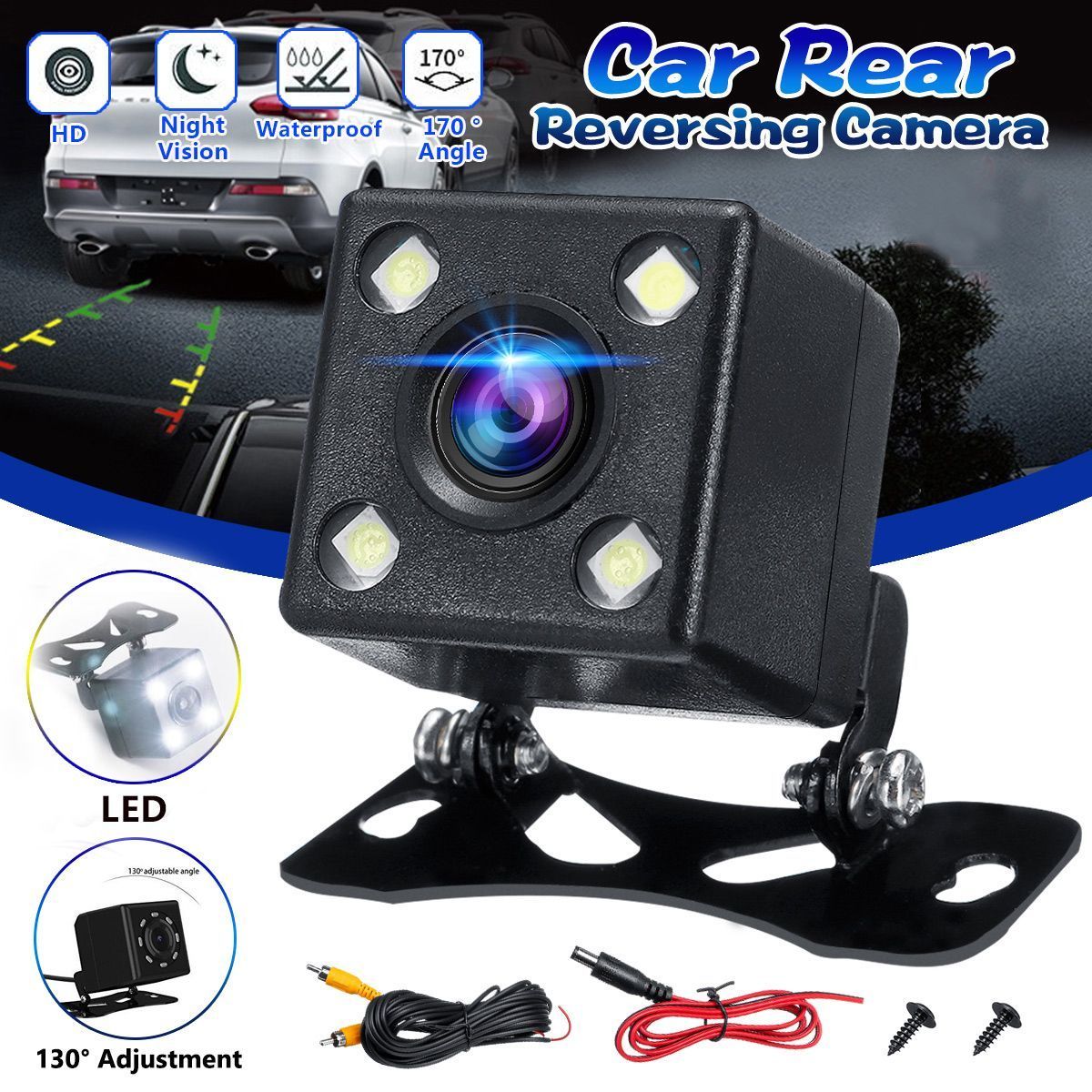 Car-Rear-View-Camera-CCD-Reversing-With-Bracket-Harness-Kit-Waterproof-170deg-1567784