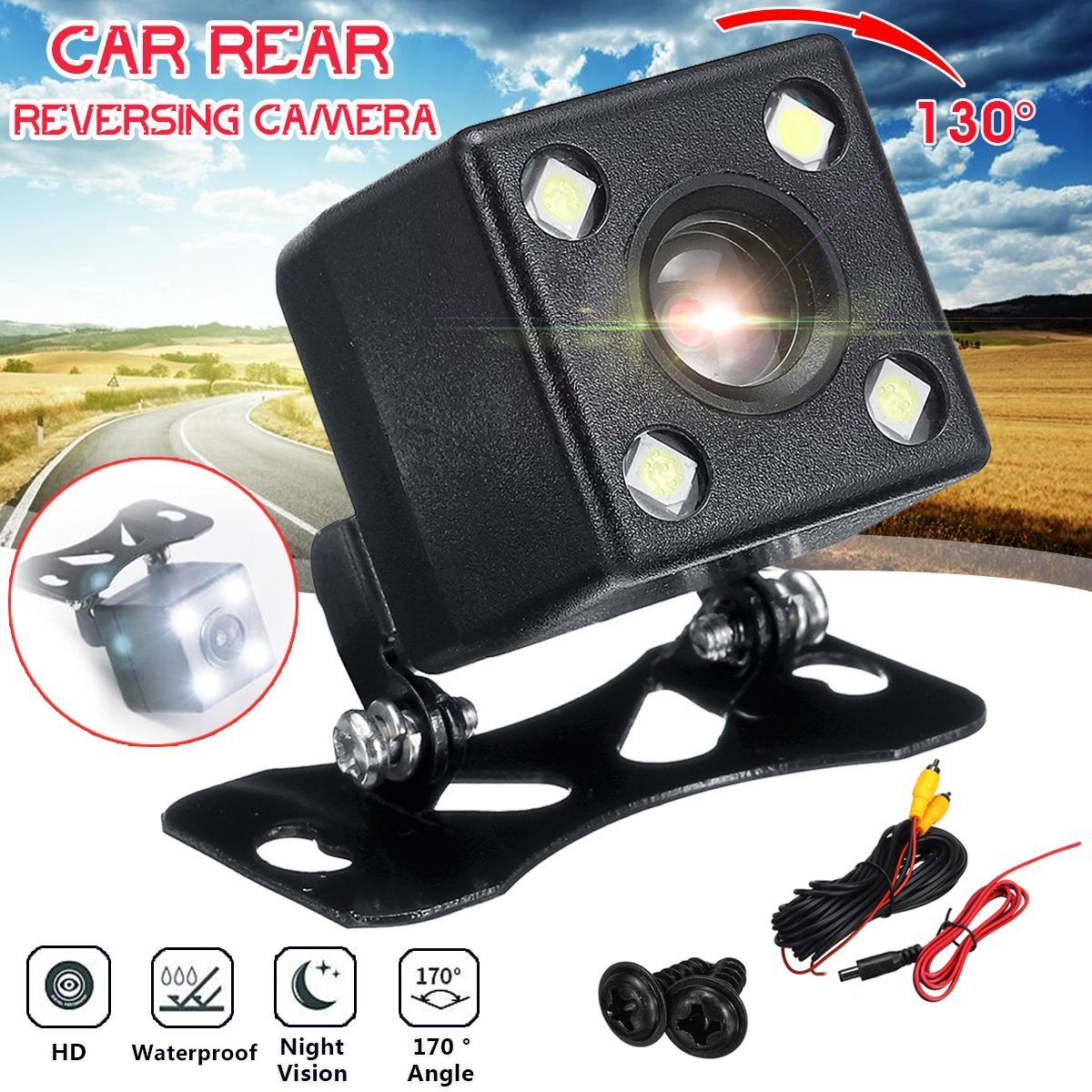 Car-Rear-View-Camera-CCD-Reversing-With-Bracket-Harness-Kit-Waterproof-170deg-1567784