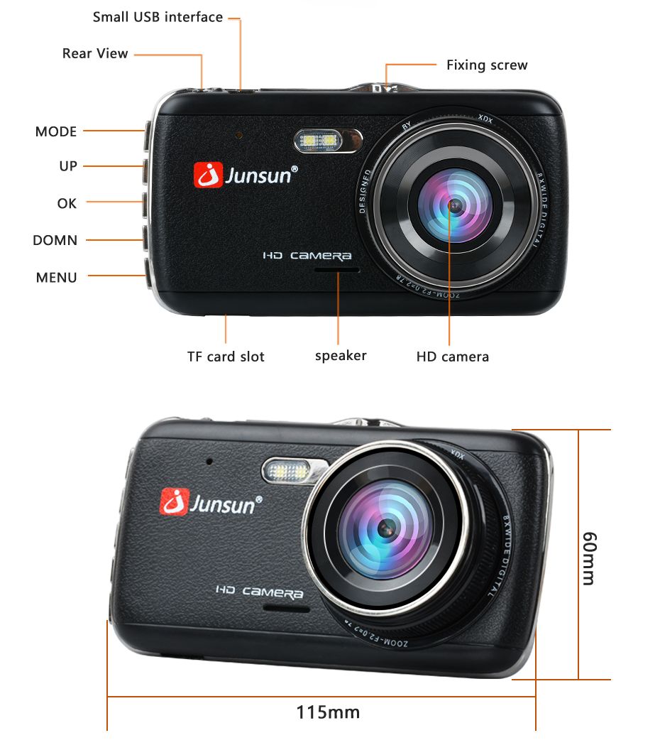 JUNSUN-H7N-1296P-Auto-Recording-Car-DVR-with-Waterproof-Rear-Camera-1514777