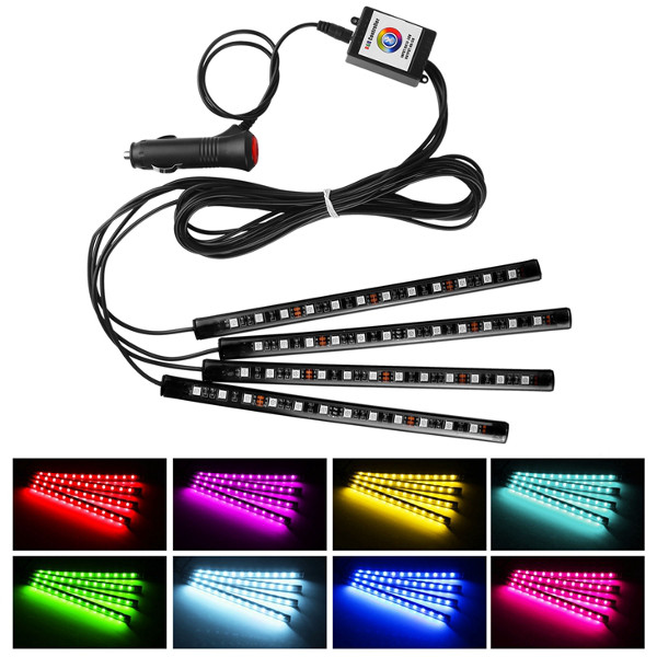 10W-SMD5050-12LED-Car-Atmosphere-Light-Multi-color-Interior-LED-Strip-Decorative-Lamp-App-Control-1083515