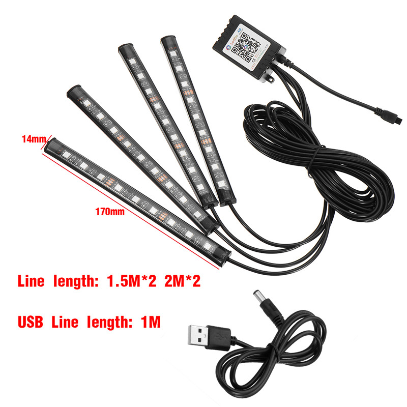 4Pcs-9LED-RGB-Car-Floor-Strip-Lights-Interior-Atmosphere-USB-Charger-Decor-Lamp-1390324