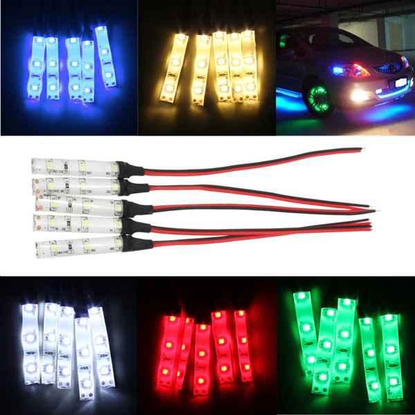 5pcs-IP65-DC12V-3528-SMD-Red-Green-Blue-White-3LED-Strip-Lights-994531