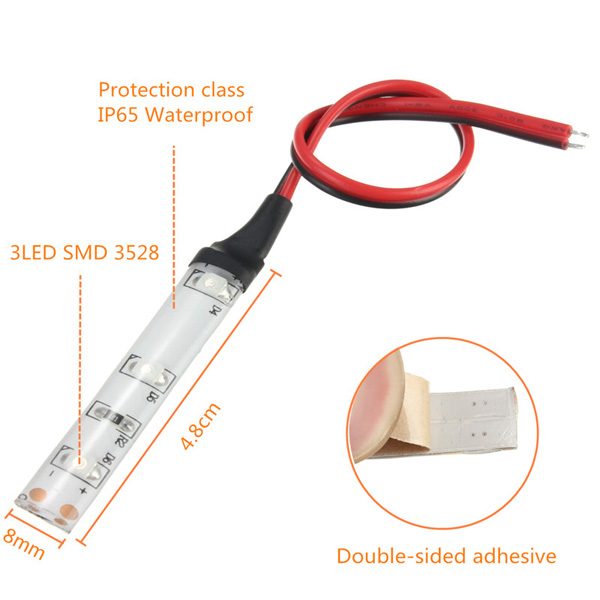 5pcs-IP65-DC12V-3528-SMD-Red-Green-Blue-White-3LED-Strip-Lights-994531