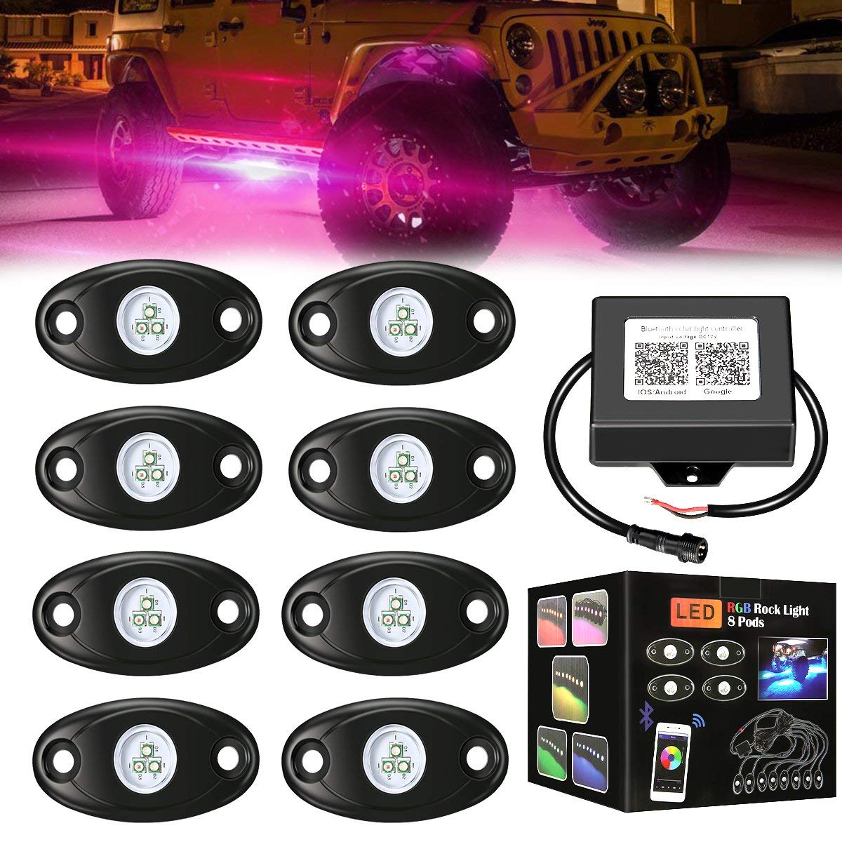 8PCS-12V-USB-RGB-LED-Car-Atmosphere-Lights-Interior-Decoration-Lamp-Phone-bluetooth-APP-Control-1617596