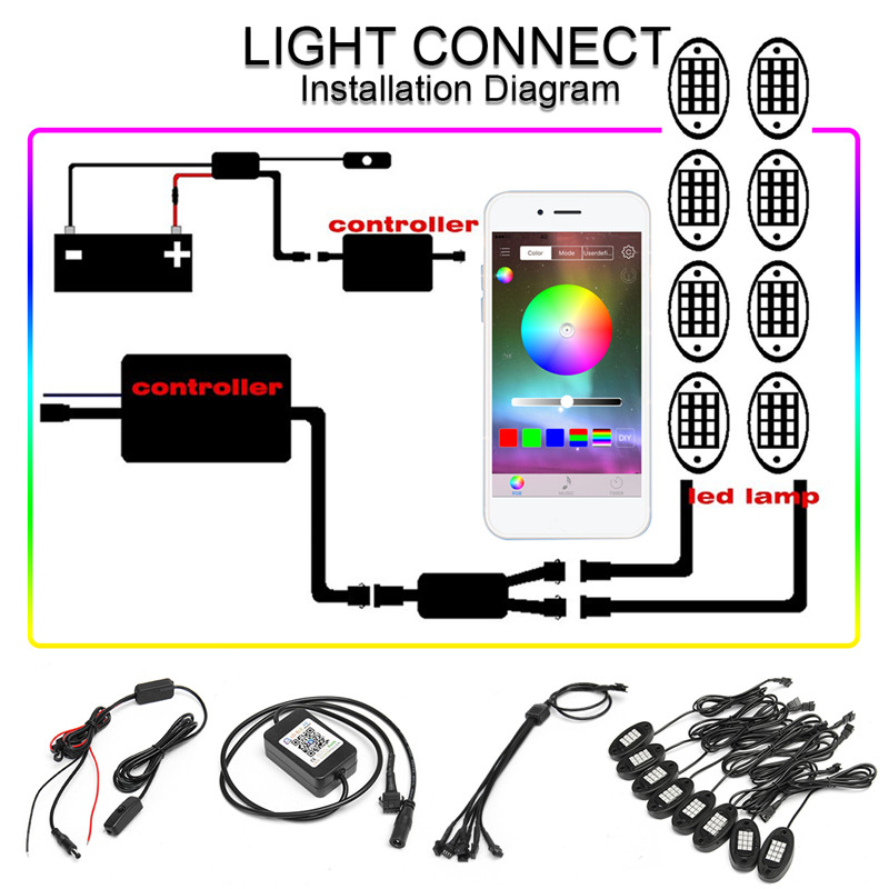 8Pcs-RGB-LED-Under-Body-Lights-Rock-Lamp-bluetooth-Wireless-Control-for-Offroad-Truck-Boat-DC-12V-1359703