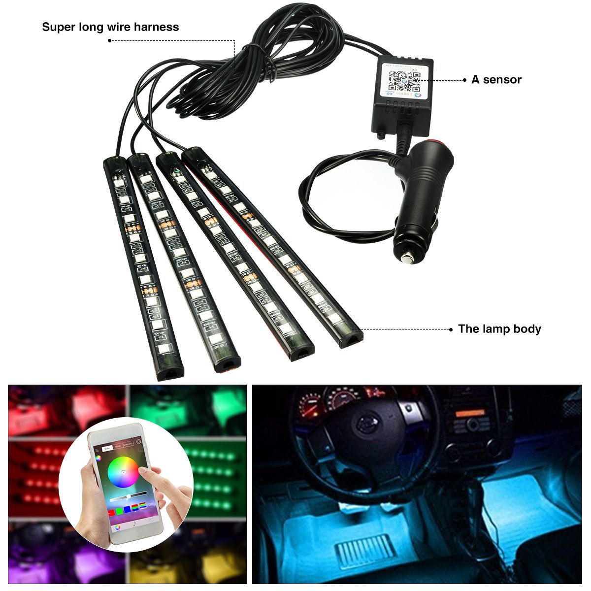 AMBOTHER-4PCS-LED-RGB-Car-Interior-Floor-Decoration-Lights-Bars-Wireless-bluetooth-APP-Control-Atmos-1365418