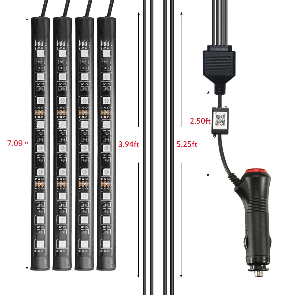 AMBOTHER-4PCS-LED-RGB-Car-Interior-Floor-Decoration-Lights-Bars-Wireless-bluetooth-APP-Control-Atmos-1365418