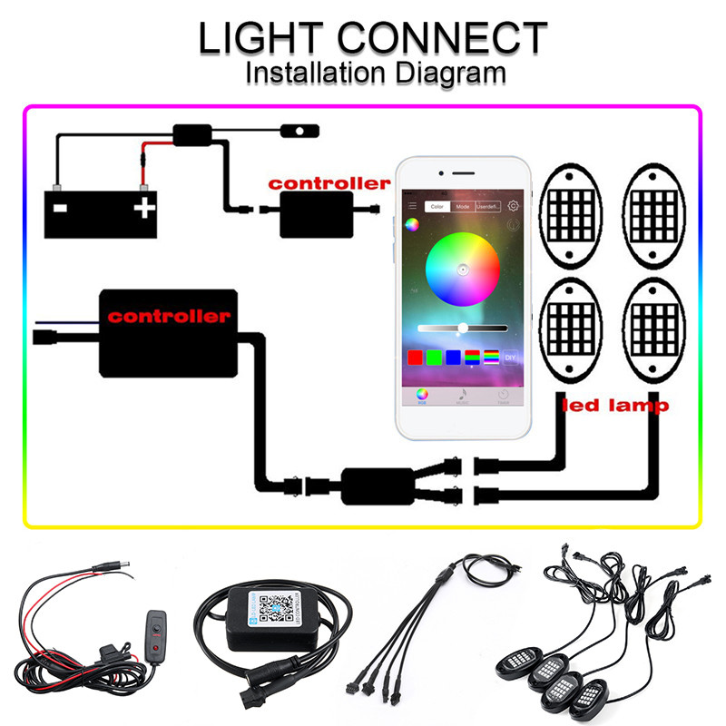 Universal-4Pcs-bluetooth-RGB-LED-Rock-Lights-IP67-Waterproof-Floor-Amw12V-14W-1120LM-Phone-APP-Contr-1721568