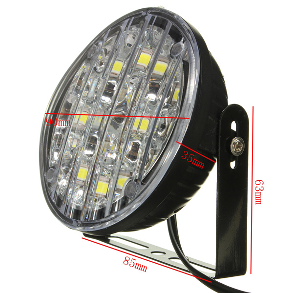 12V-18LED-White-Round-Car-Driving-Daytime-Running-Light-Fog-Light-994316