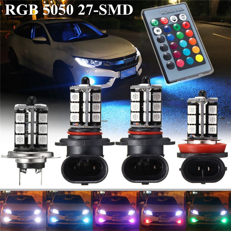 2-Pcs-Car-LED-Fog-Lights-H7-H11-9005-9006-RGBW-Multi-Color-5050-27-SMD-Decoration-Lamps-With-Remote--1543911