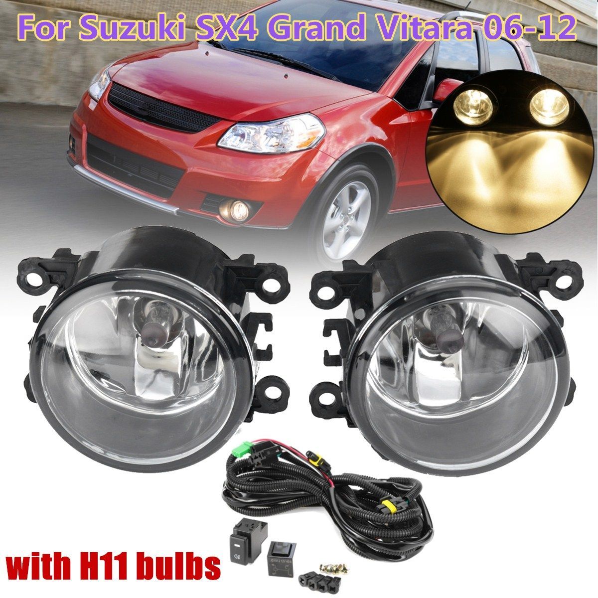 2Pcs-Car-Front-Fog-Lights-With-Wiring-H11-Bulbs-Relay-Kit-For-Suzuki-SX4-Grand-Vitara-2006-2012-1674363