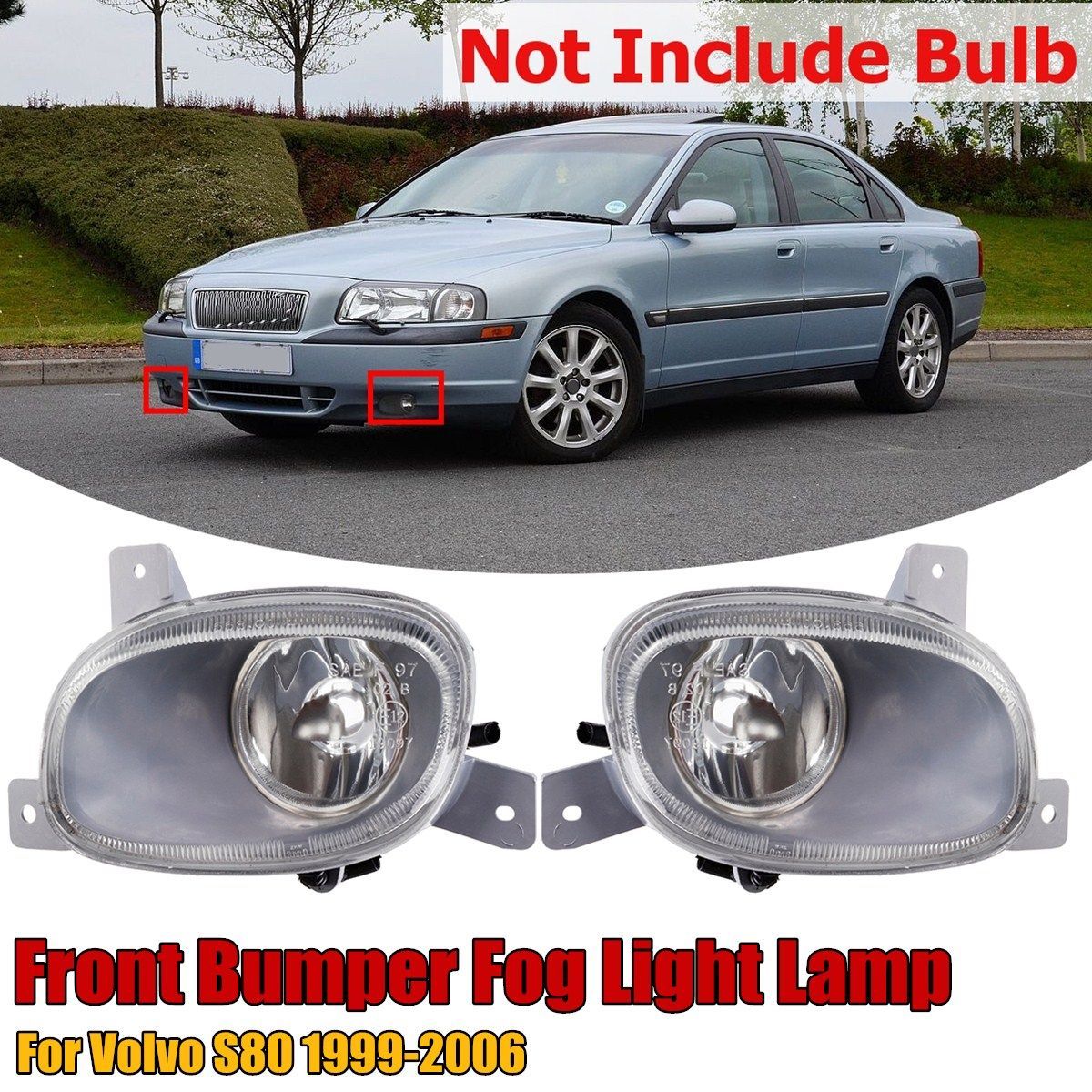 Car-Front-Bumper-Fog-Lights-Clear-Lens-with-No-Bulbs-Pair-for-Volvo-S80-1999-2006-1424049