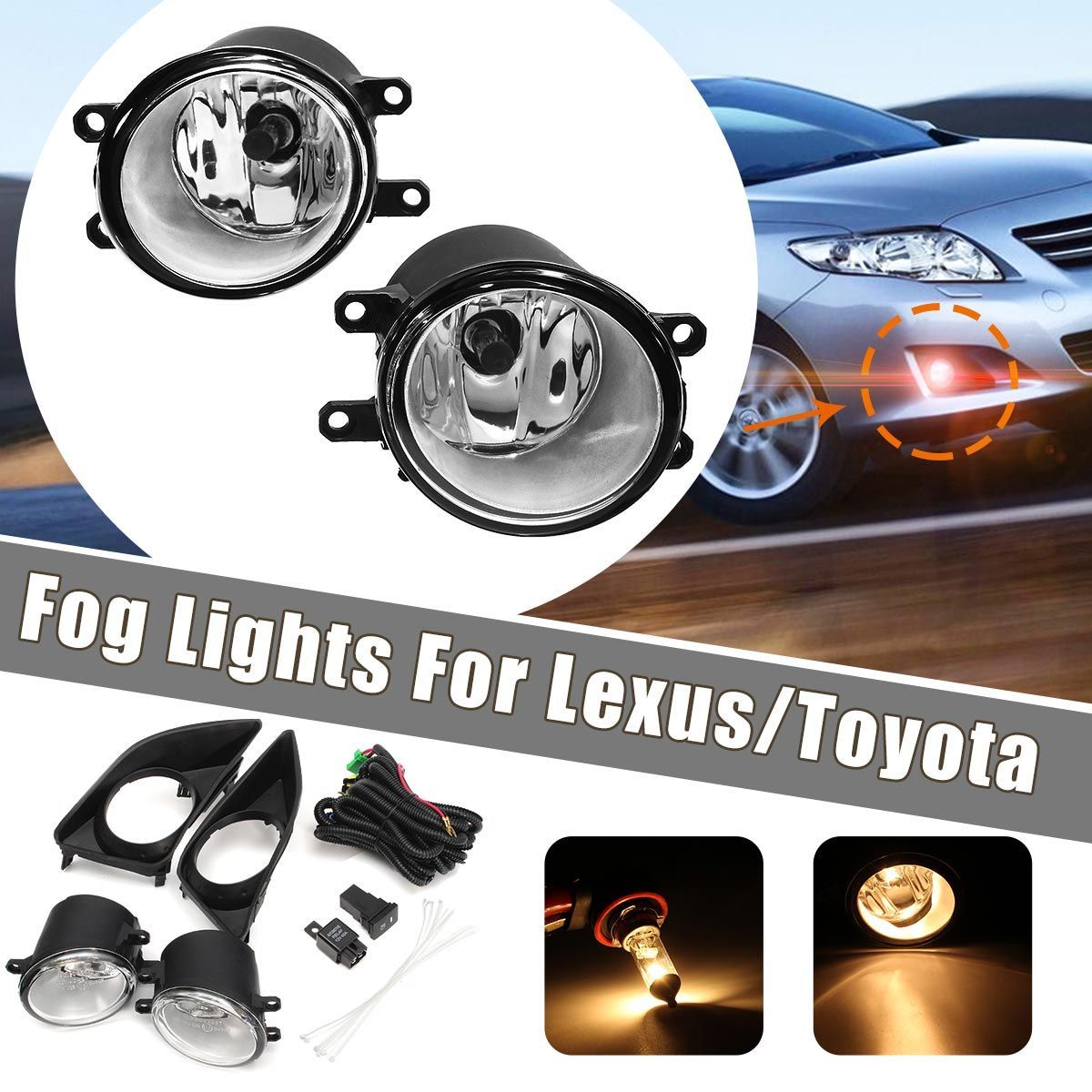 Car-Front-Bumper-Fog-Lights-H11-Bulbs-Amber-with-Covers-Switch-for-Toyota-Corolla-2008-2010-1406099