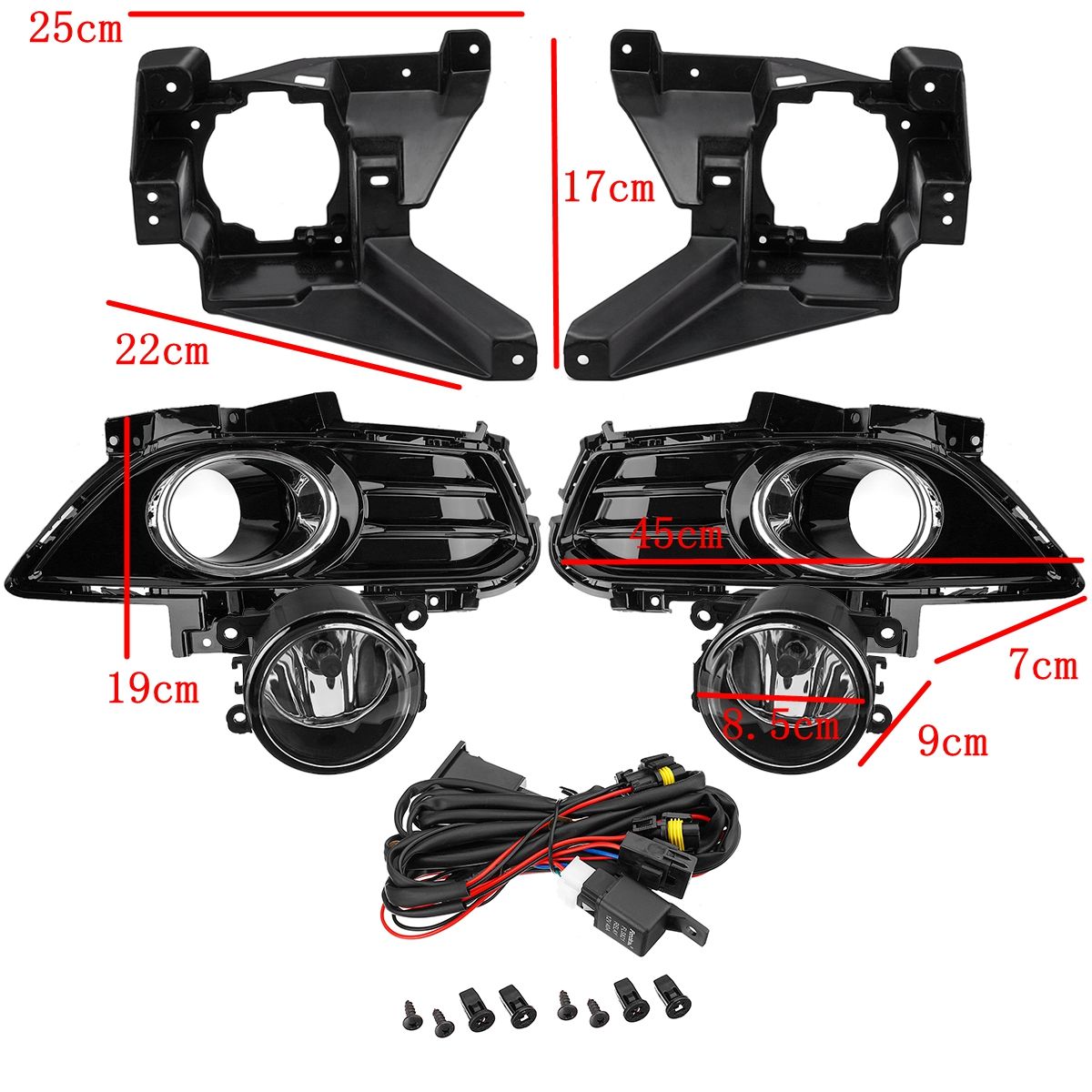 Car-Front-Bumper-Fog-Lights-Lamp-with-Bulb-Wiring-Switch-Bezel-Pair-for-Ford-Fusion-2013-2016-1344888