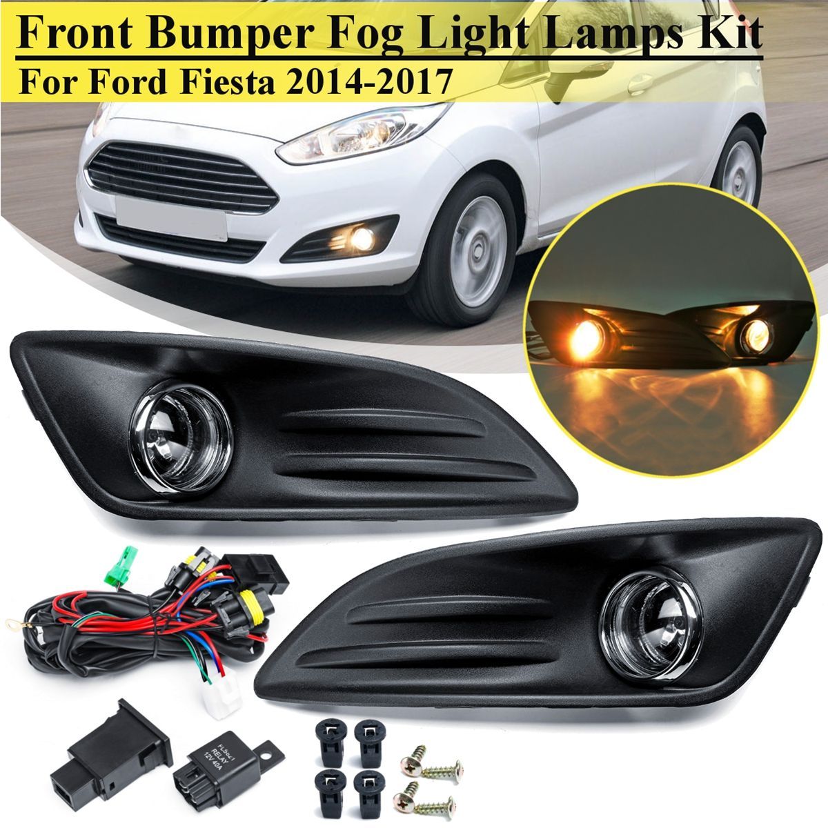 Car-Front-Bumper-Fog-Lights-Lamp-with-Covers-Wiring-for-Ford-Fiesta-2013-2017-1434230