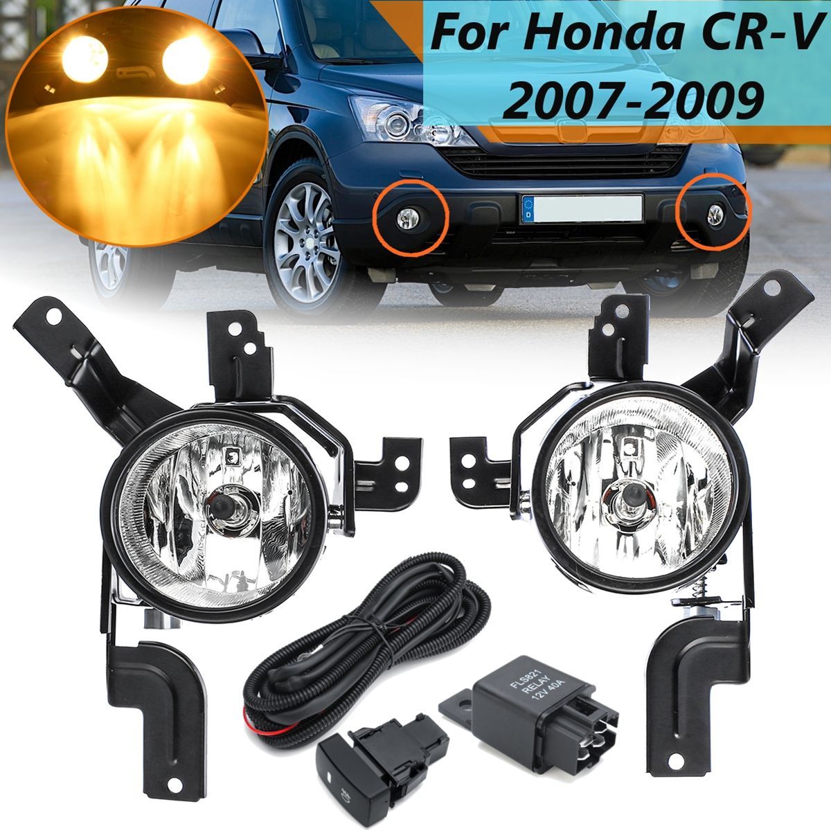 Car-Front-Bumper-Fog-Lights-Lamps-with-Bulb-Wiring-Harness-Pair-For-Honda-CR-V-CRV-2007-2009-1557318