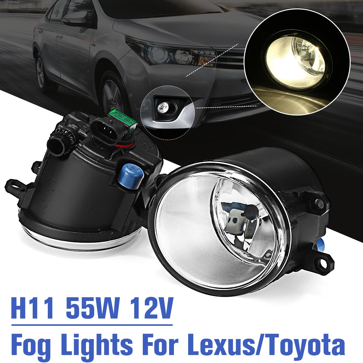 Car-Front-Bumper-Fog-Lights-Pair-with-H11-Bulbs-Amber-for-LexusToyota-8122153290-1406774
