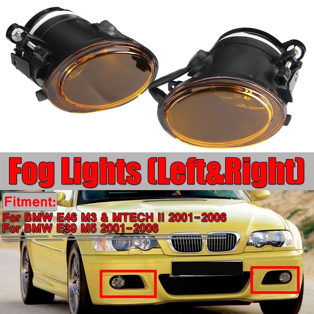 Car-Front-Fog-Lights-Yellow-Replacement-for-BMW-E46-M3-MTECH-II-E39-M5-2001-2006-63177894017-6317789-1474115